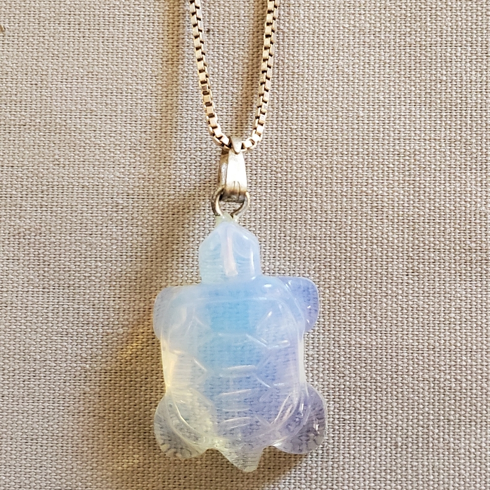 COPY - 18" .925 Italy Sterling Silver & OPALITE T…